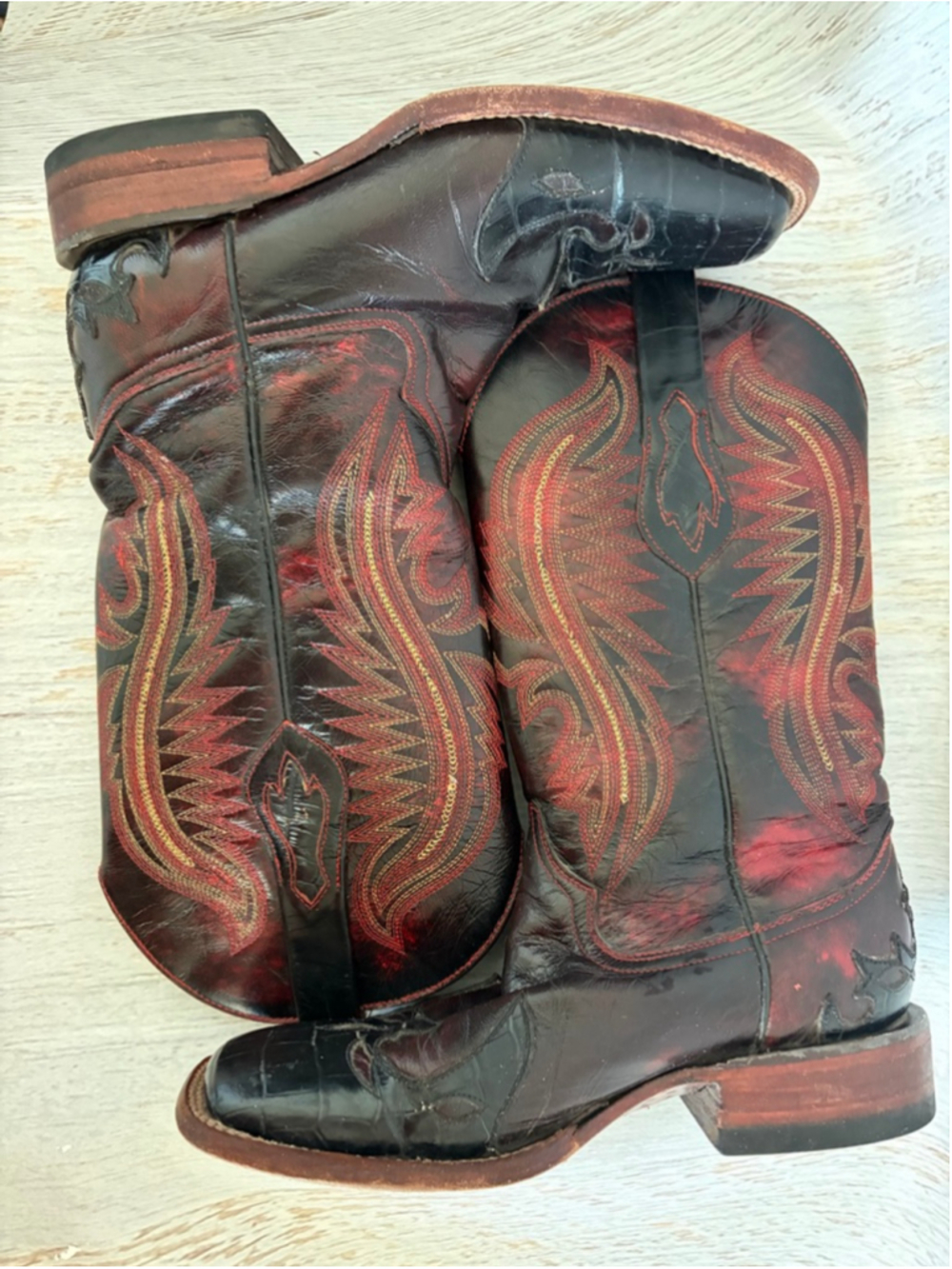 Women's Ferrini Black & Red Cowboy & Western Boots 8.5 - Picture 6 of 9